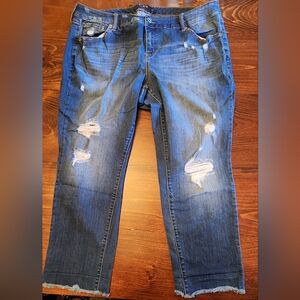 Torrid Sz 20 Distressed Boyfriend Crop Jeans in EUC